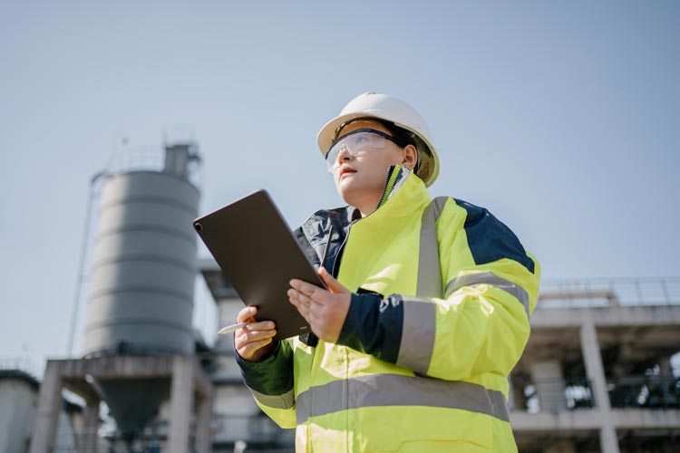 Engineer working in factory